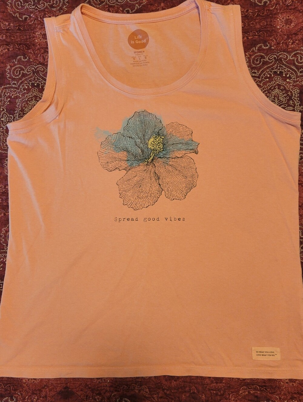 Life Is Good, ladies, size large, coral tank top.